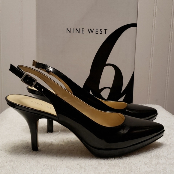 Nine West Rebellion black leather slingbacks, 6.5 - Picture 5 of 12